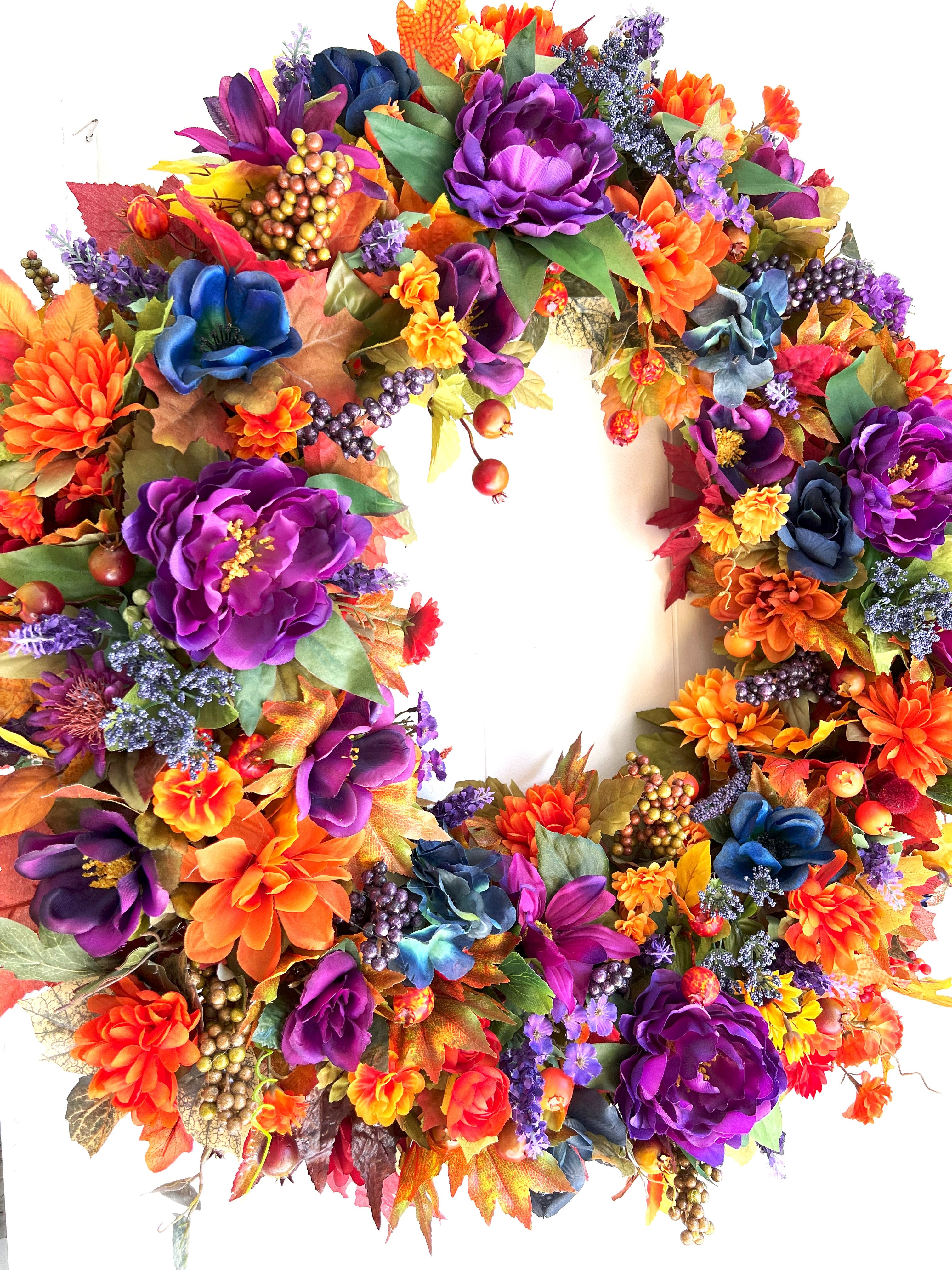 Autumn Gathering Wreath, Purple-Orange Wreath