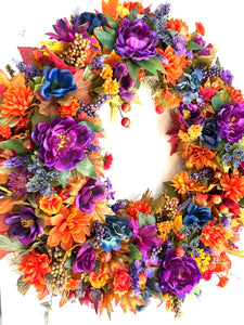 Autumn Gathering Wreath, Purple-Orange Wreath