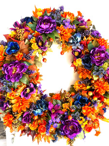 Autumn Gathering Wreath, Purple-Orange Wreath