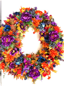 Autumn Gathering Wreath, Purple-Orange Wreath