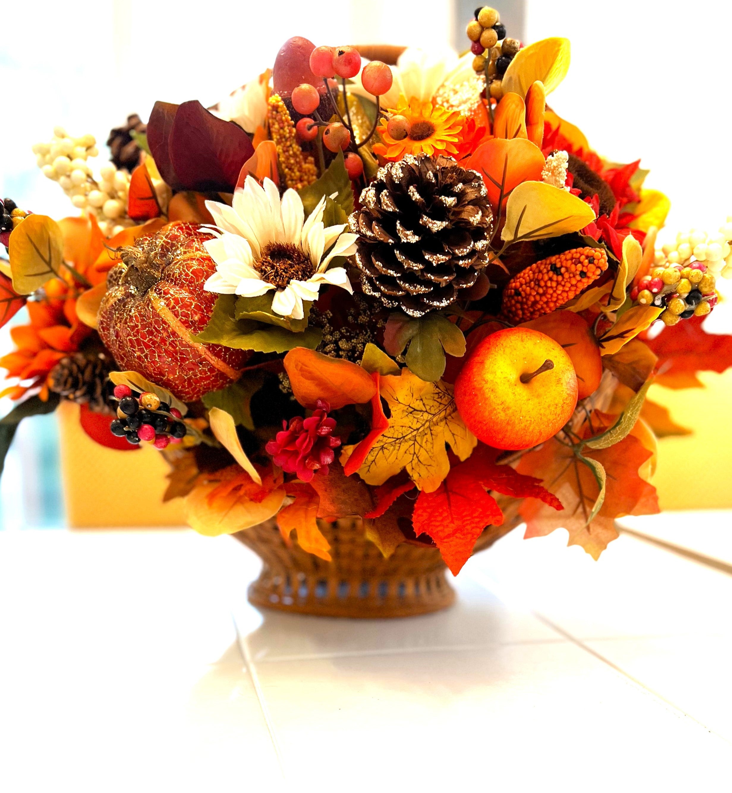 Sunflower Fall Centerpiece, Table Décor, Thanksgiving 18"W X 15"H