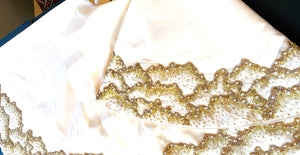 Stunning Gold Christmas Beaded Mist Tree Skirt 54" Round