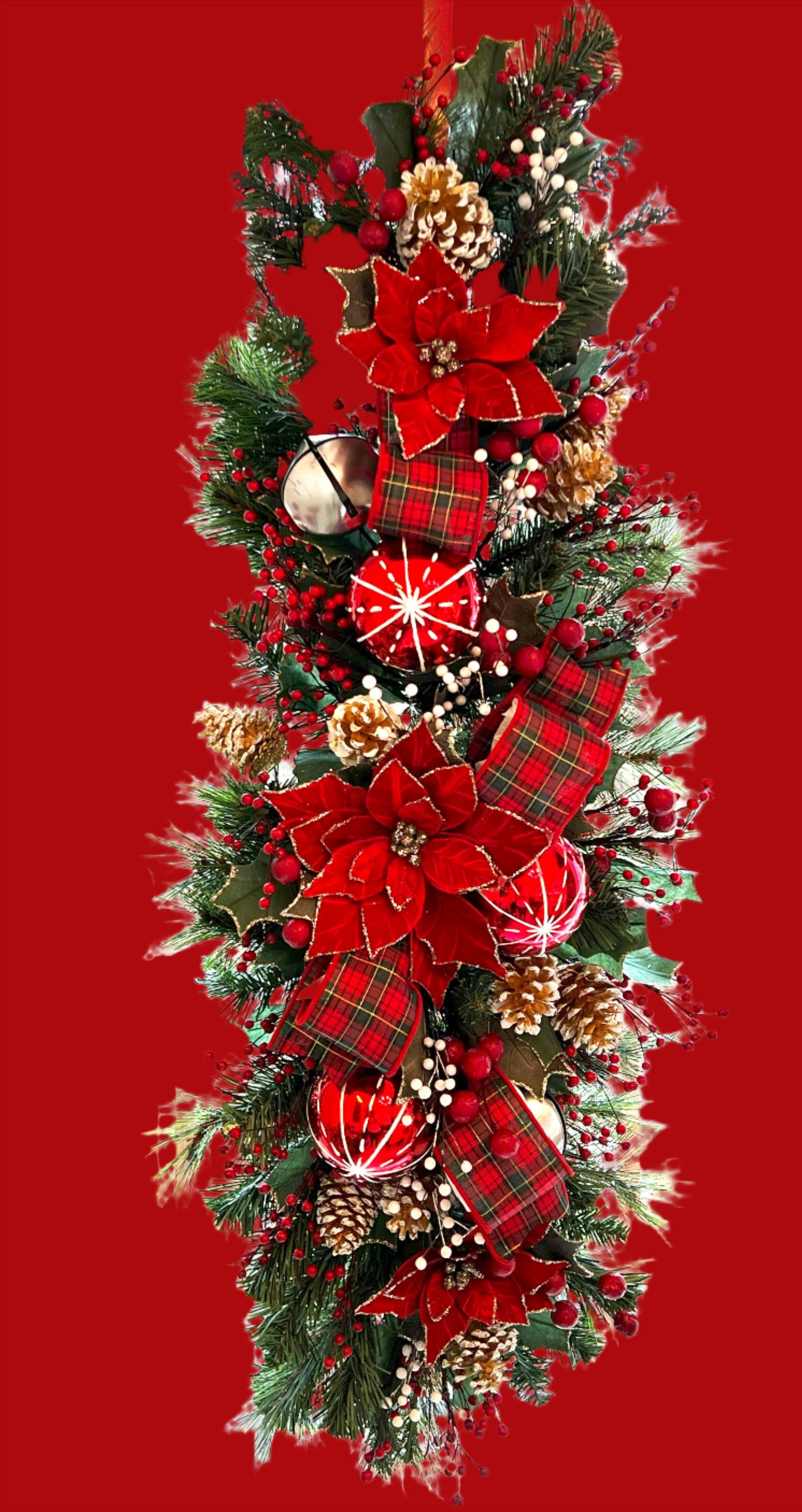 Christmas Swag, Teardrop Christmas Swag, 44"L X 17W"X 8H