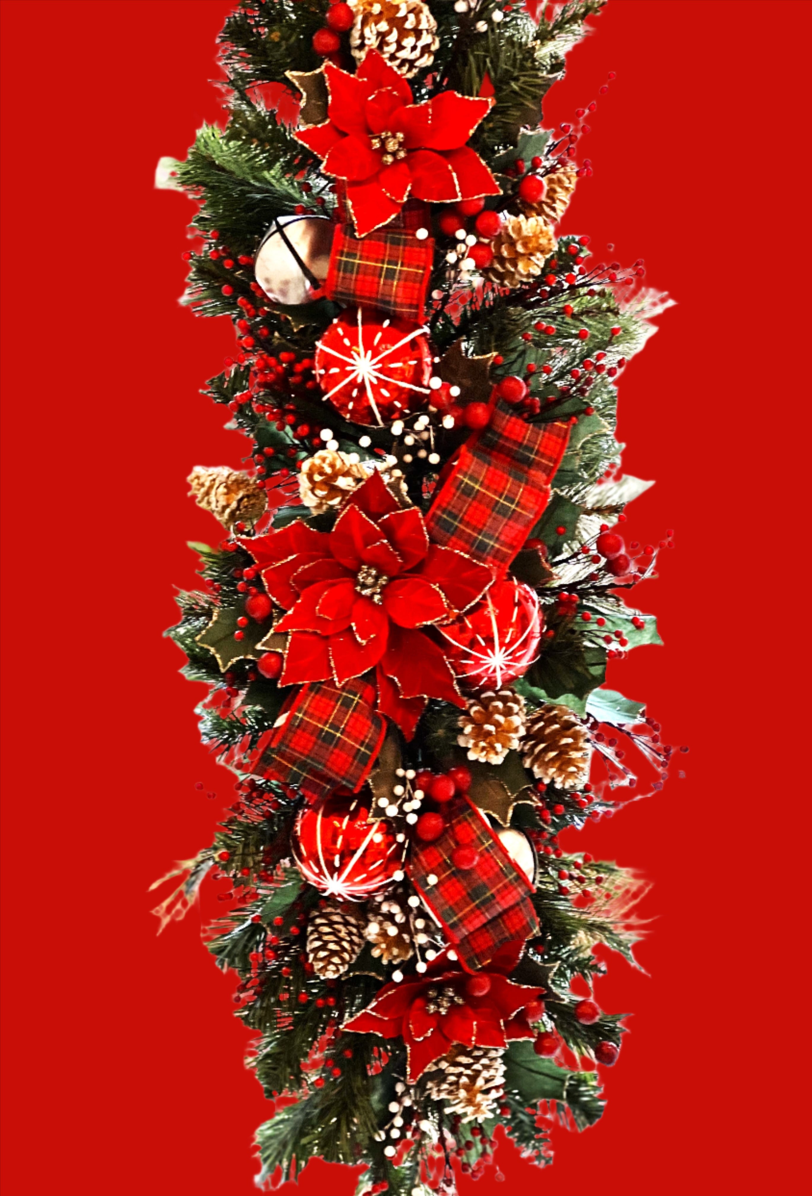 Christmas Swag, Teardrop Christmas Swag, 44"L X 17W"X 8H