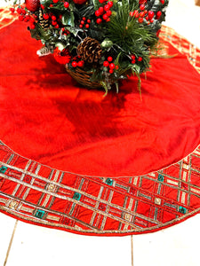 Classic Red Tartan Plaid Christmas Tree Skirt  54" Round