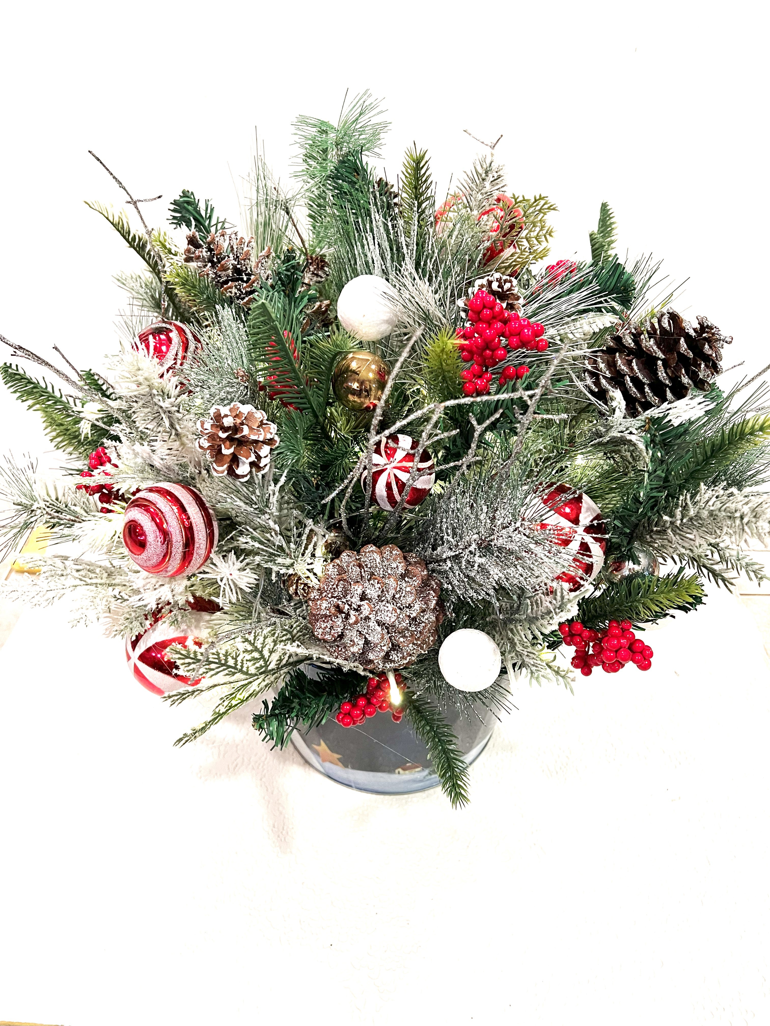 Frosted LED Lights-Pinecone & Berry Christmas-23" H X 23" W LED Light-Up