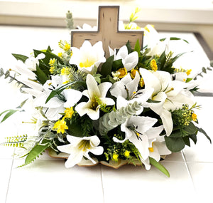 Easter Centerpiece- 20" Diameter X 15" With Cross