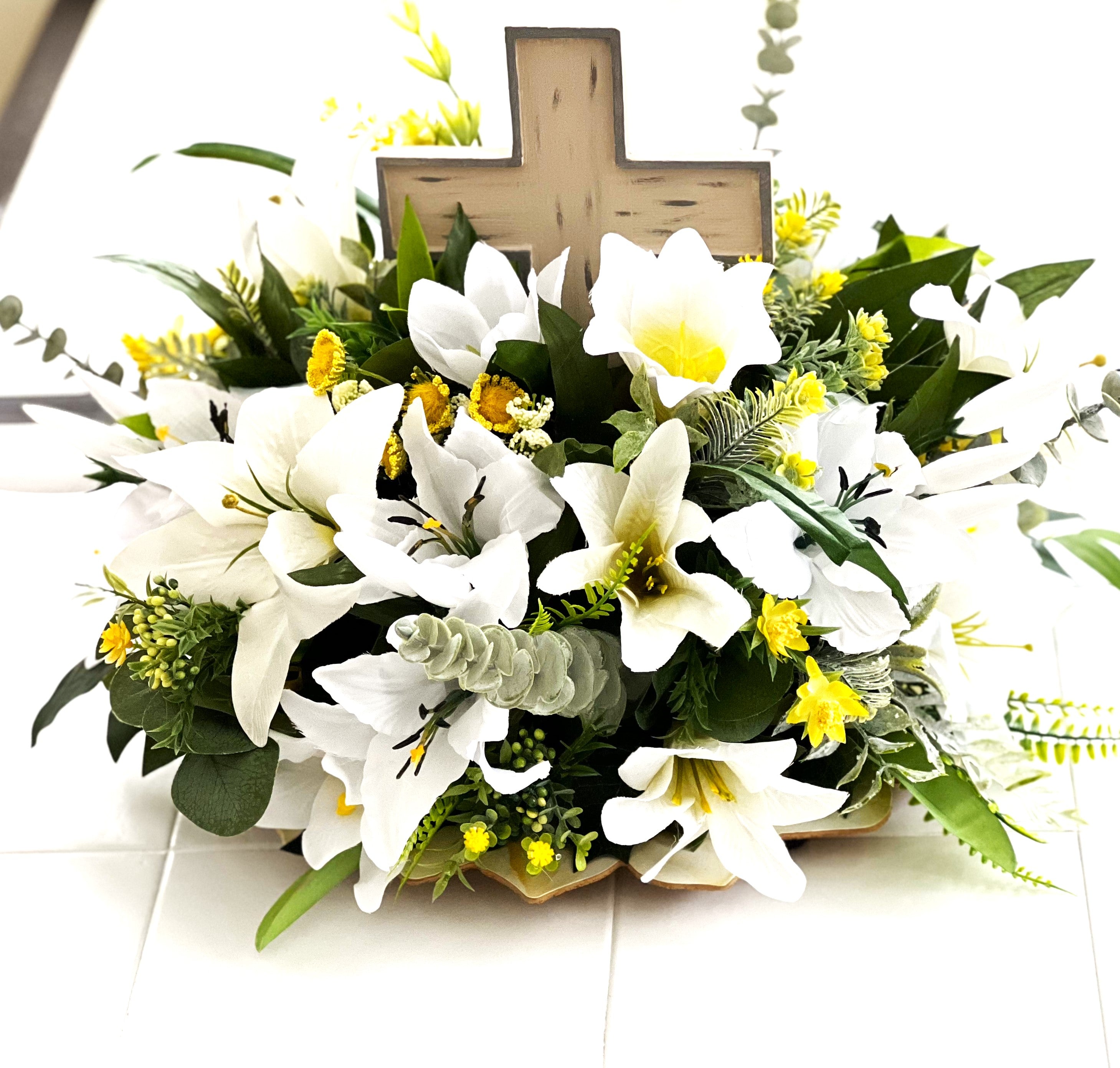 Easter Centerpiece- 20" Diameter X 15" With Cross