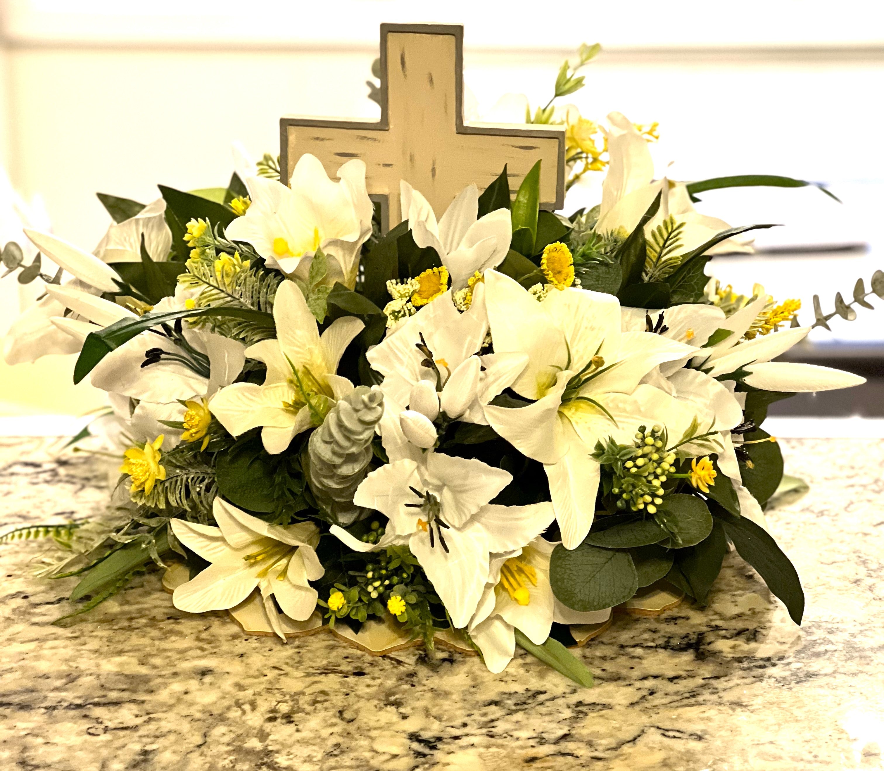 Easter Centerpiece- 20" Diameter X 15" With Cross