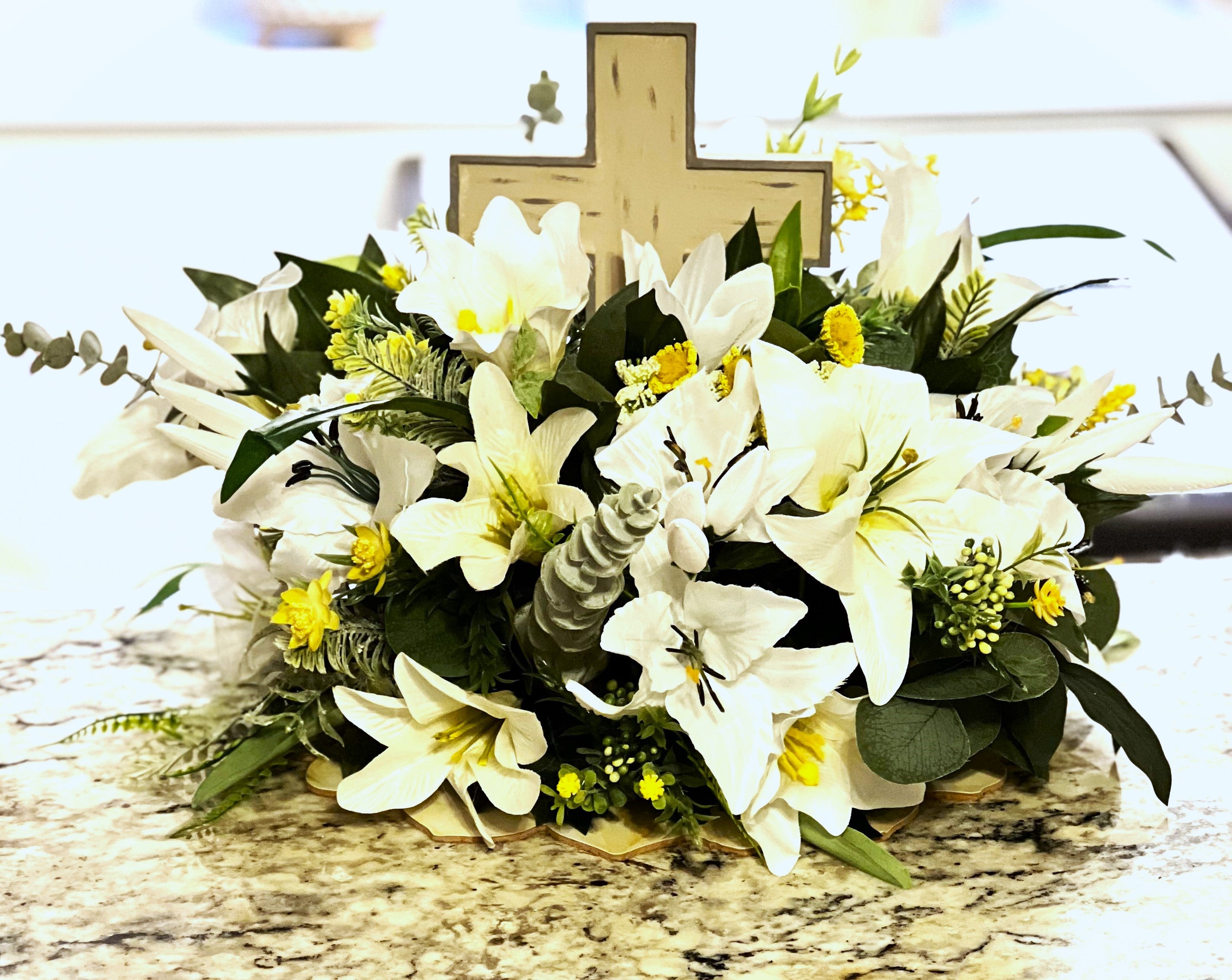 Easter Centerpiece- 20" Diameter X 15" With Cross