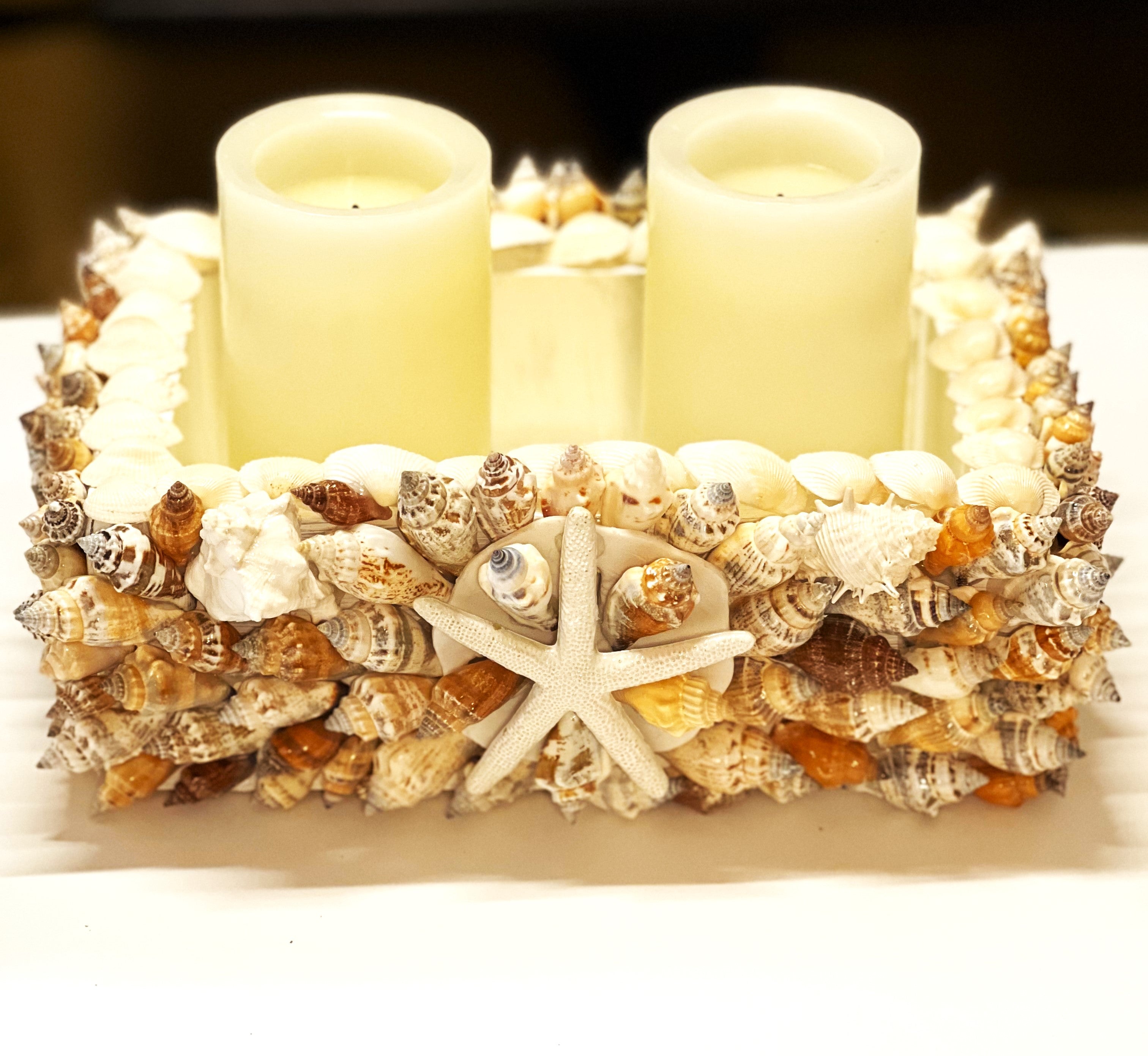 SeaShell Candle holder 11" L X 7"W X 4" H