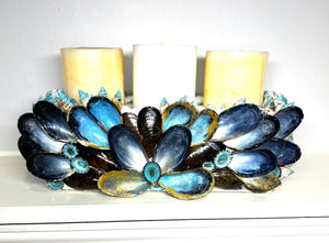 Menai Mussels SeaShell Candle Holder 11" : X 5" W X 4.5" H