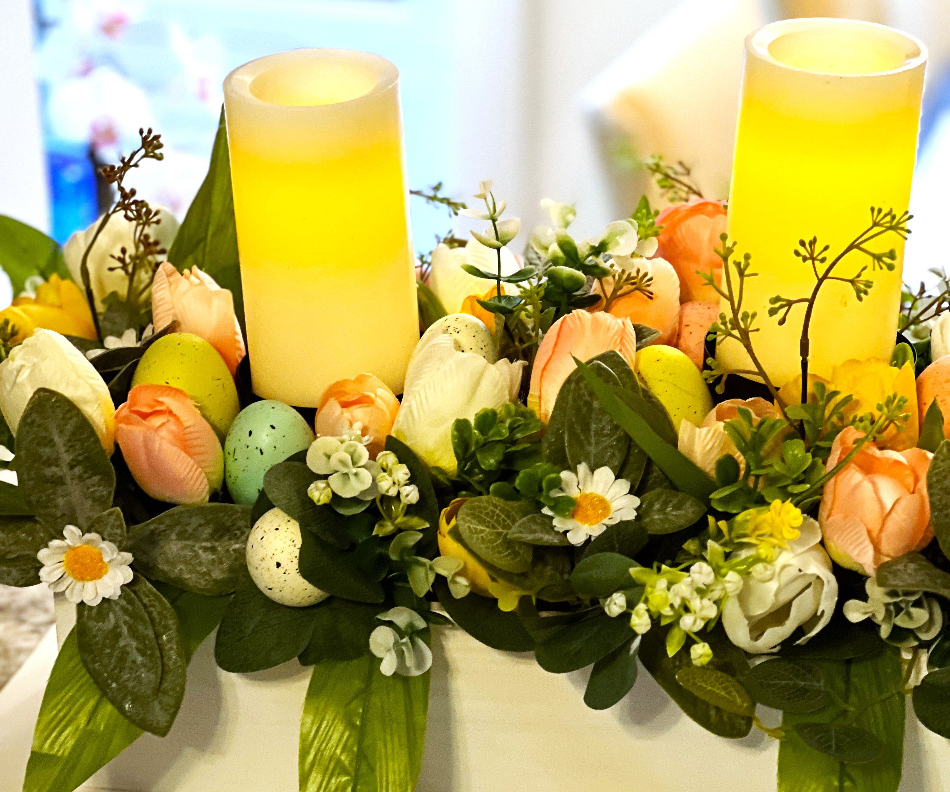 Easter  Candle Centerpiece, 24"L X 1 2"W X 10" H