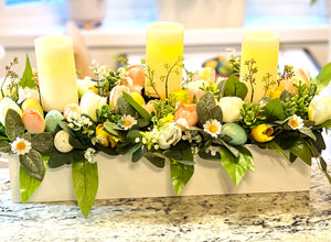 Easter  Candle Centerpiece, 24"L X 1 2"W X 10" H