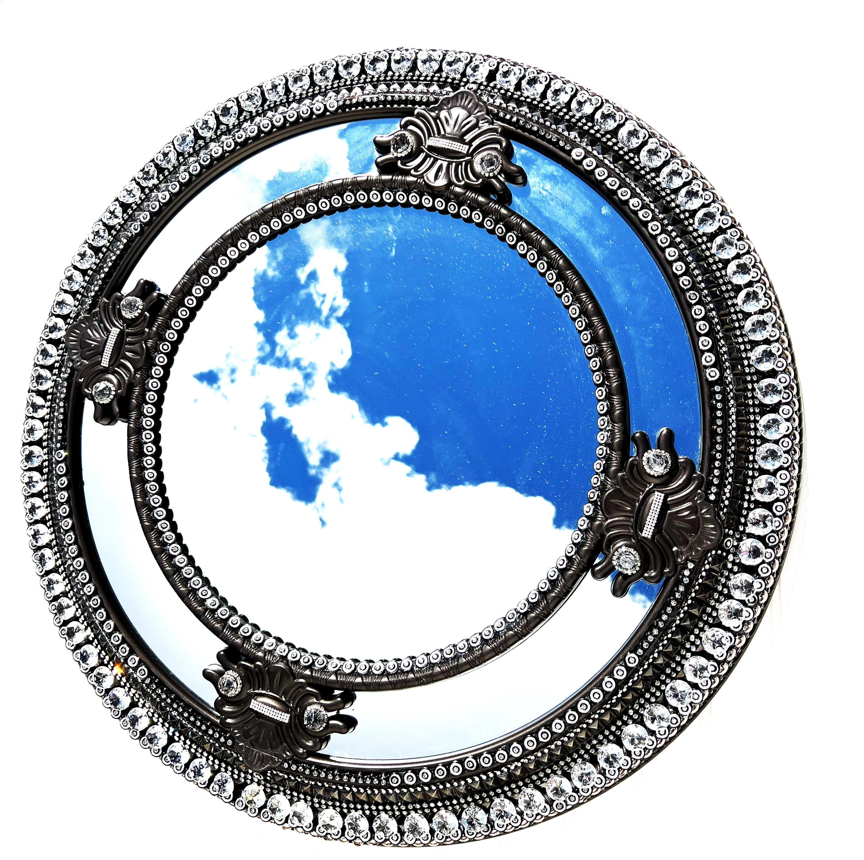 Wall Mirror In Bronze With Crystal Embellishment - 27 X 20