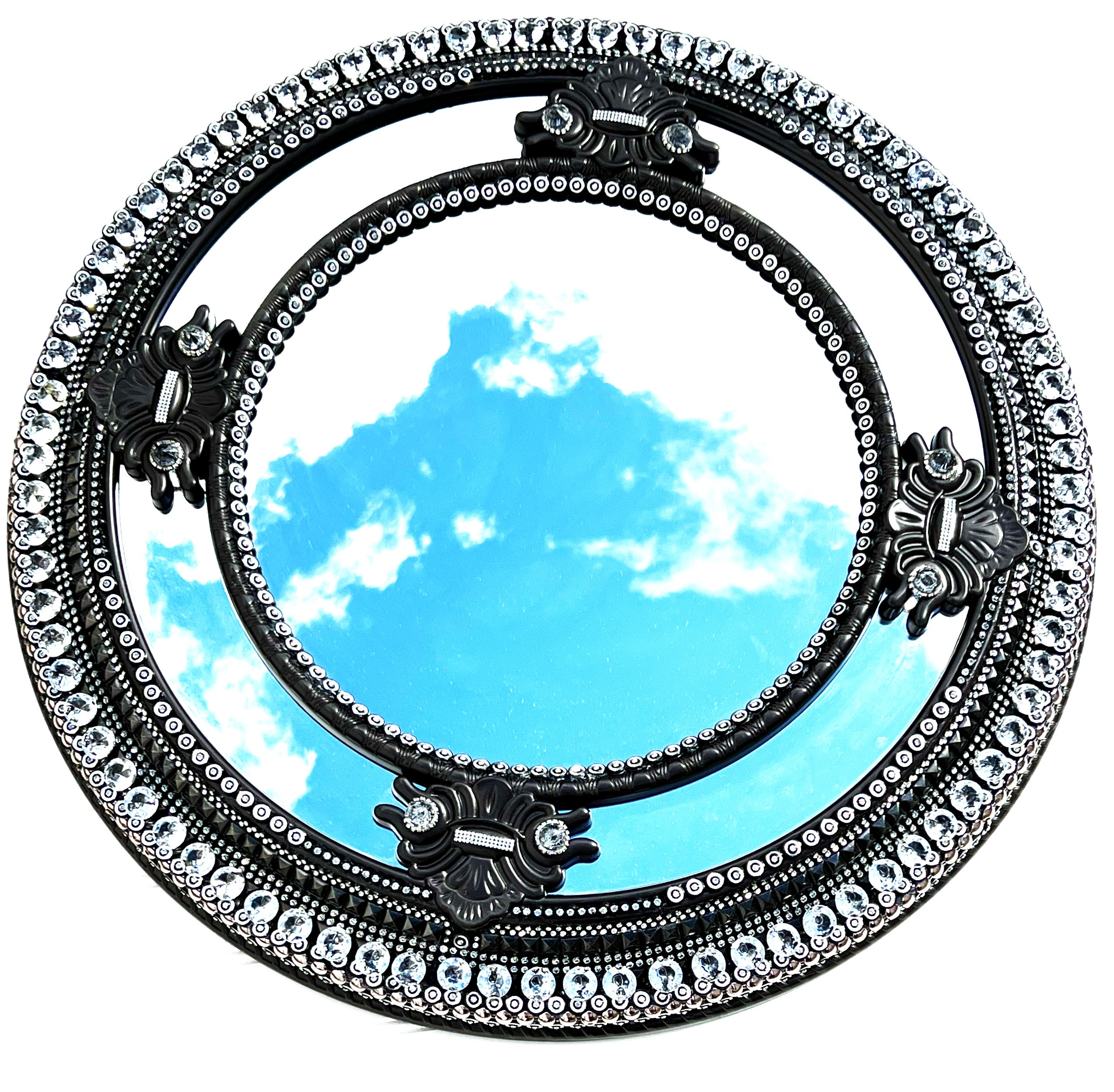 Wall Mirror In Bronze With Crystal Embellishment - 27 X 20