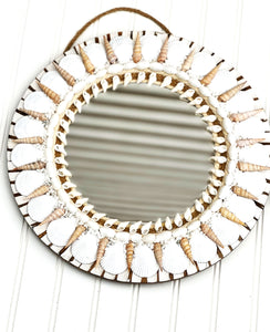 Seashell Mirror, Set of 3- 14 Inch Round With 8 " Mirror