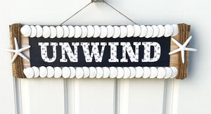 Unwind Beach Plaque-24" L X 7 " Wide- Seashell-Star Plaque