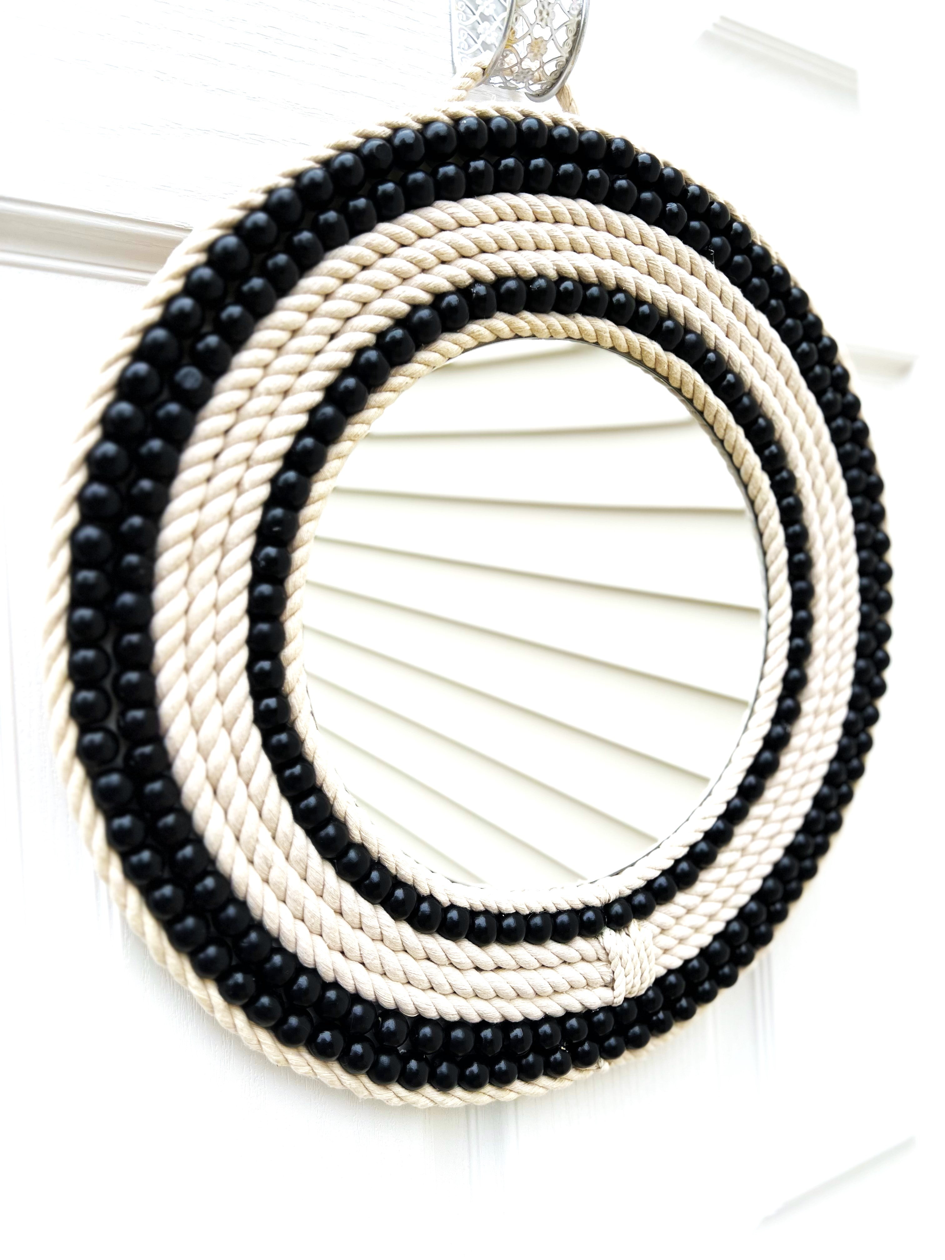 Boho Wall Mirror- 18 Inch Round Mirror -10" Coastal Mirror