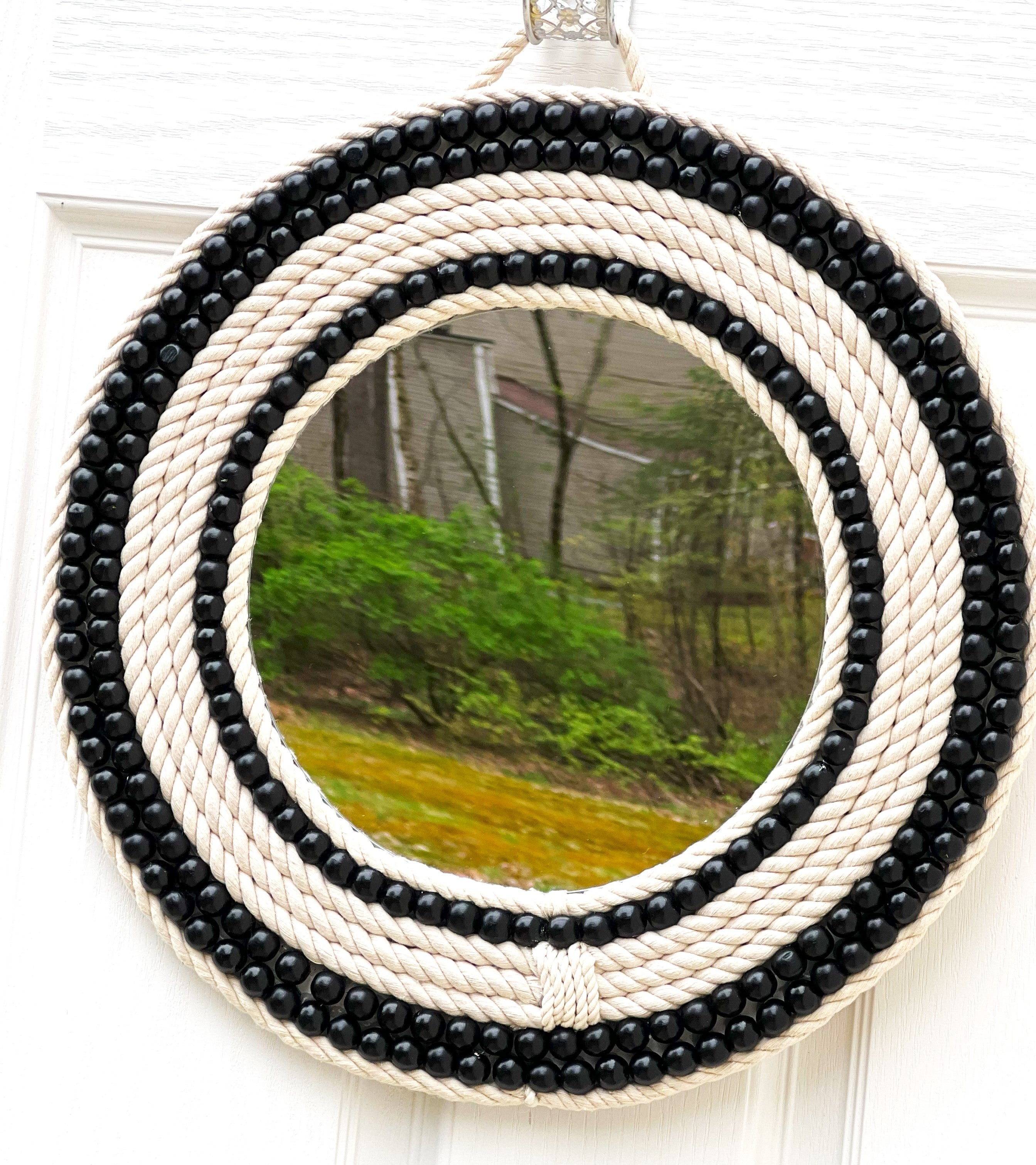 Boho Wall Mirror- 18 Inch Round Mirror -10" Coastal Mirror