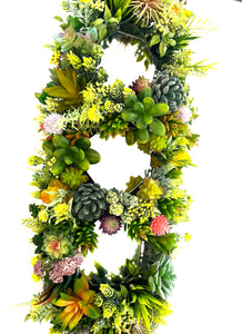 Succulent Glow- Tri-Candle Centerpiece- Home Decor 30" Long X 11" Wide