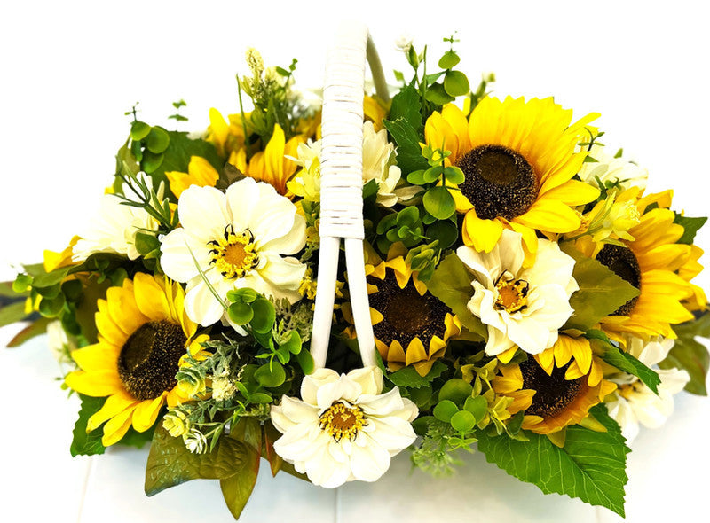 Sunflower CenterPiece-Wicker Basket- Home Decor- 24" L X14" WX 11" H