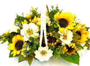 Sunflower CenterPiece-Wicker Basket- Home Decor- 24" L X14" WX 11" H