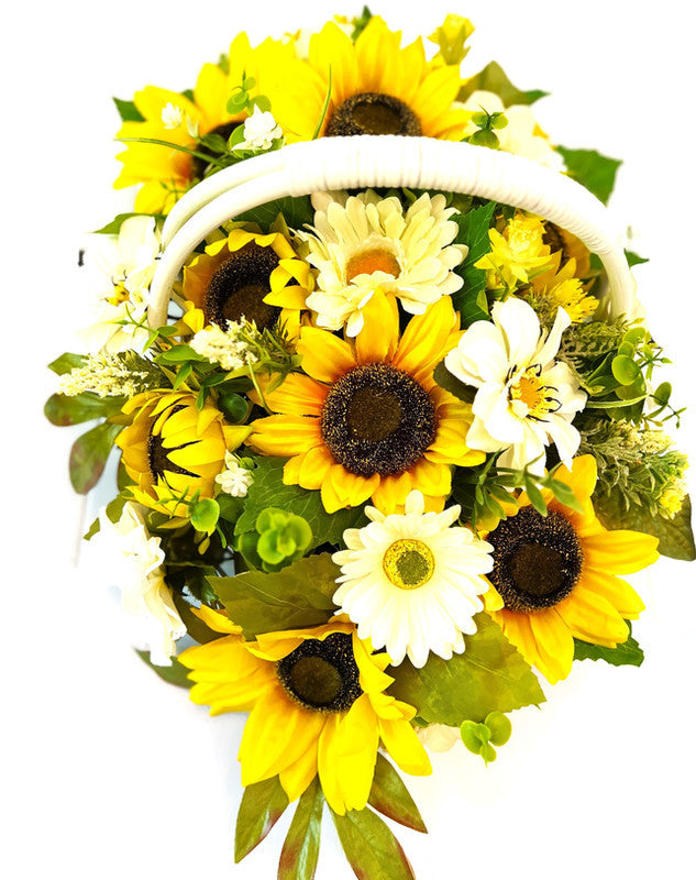 Sunflower CenterPiece-Wicker Basket- Home Decor- 24" L X14" WX 11" H