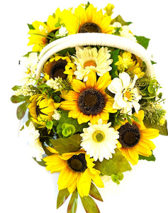 Sunflower CenterPiece-Wicker Basket- Home Decor- 24" L X14" WX 11" H