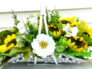 Sunflower CenterPiece-Wicker Basket- Home Decor- 24" L X14" WX 11" H