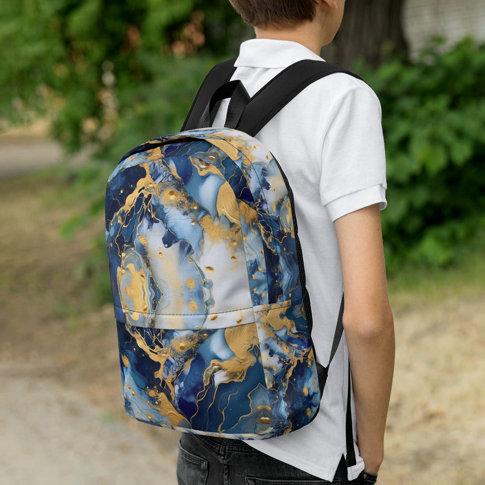 Backpack, Blue/Gold Backpack, Adults and Children, Gift, Back to School