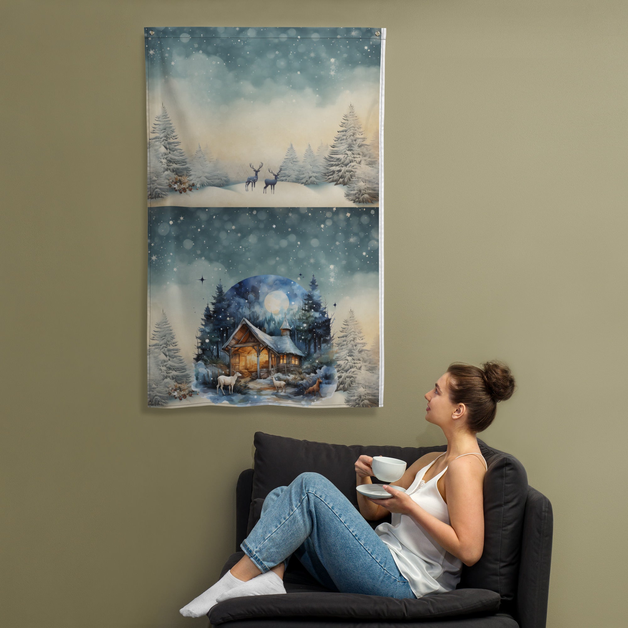 Flag- Holiday Decor,  Christmas Gift, Dorm Decor 34 1/2 X 56 Inches