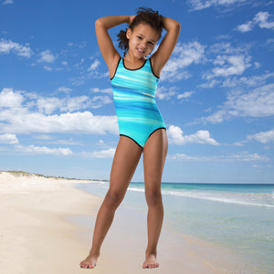 All-Over Print Kids Swimsuit, Girl's Swim Wear, Beach Apparel