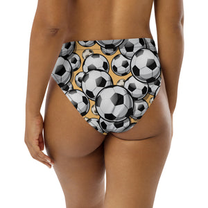 Recycled high-waisted bikini bottom, Soccer Mania Top, Gift