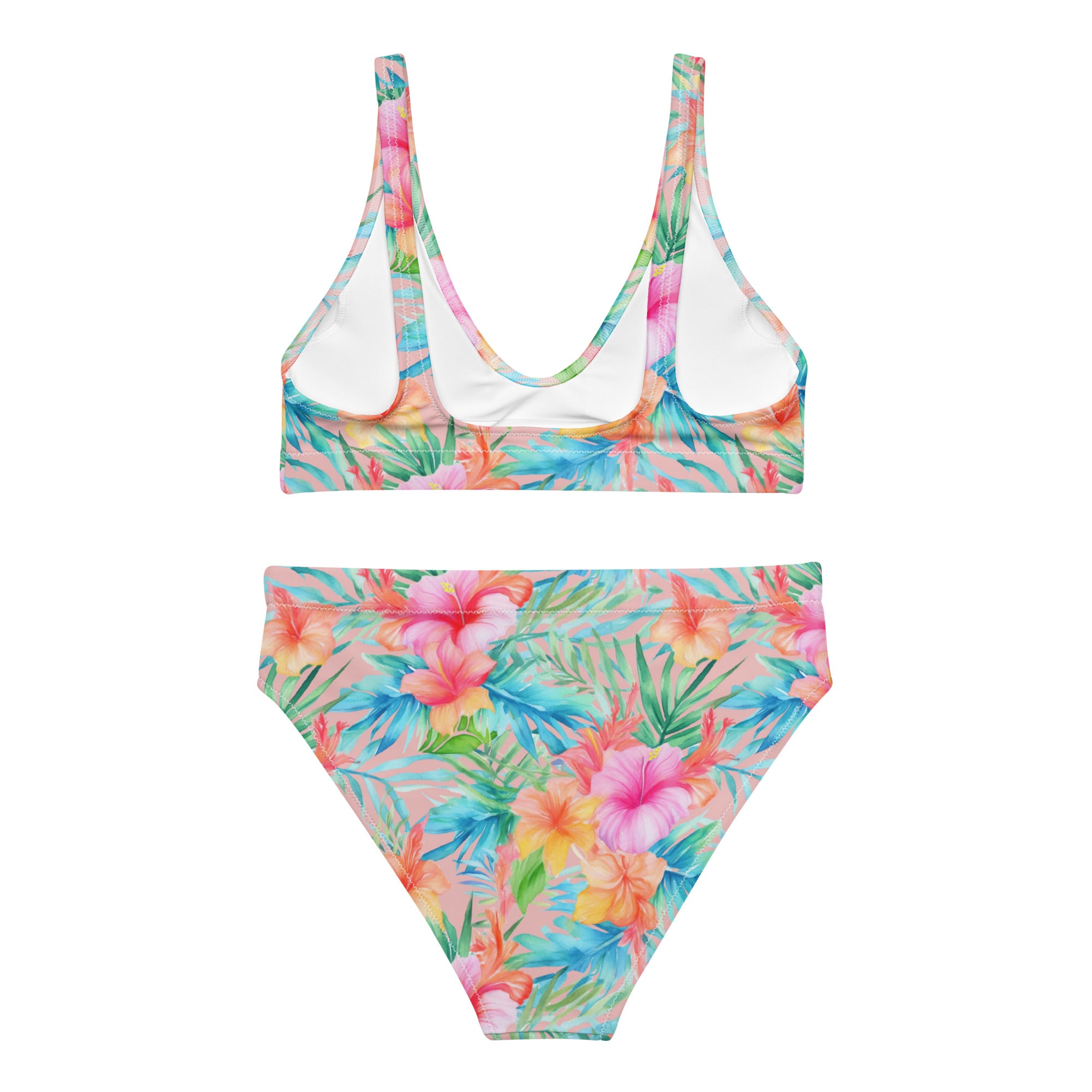 Recycled high-waisted bikini. travel bathing suit