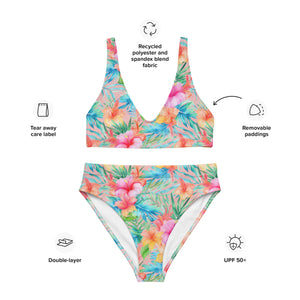 Recycled high-waisted bikini. travel bathing suit