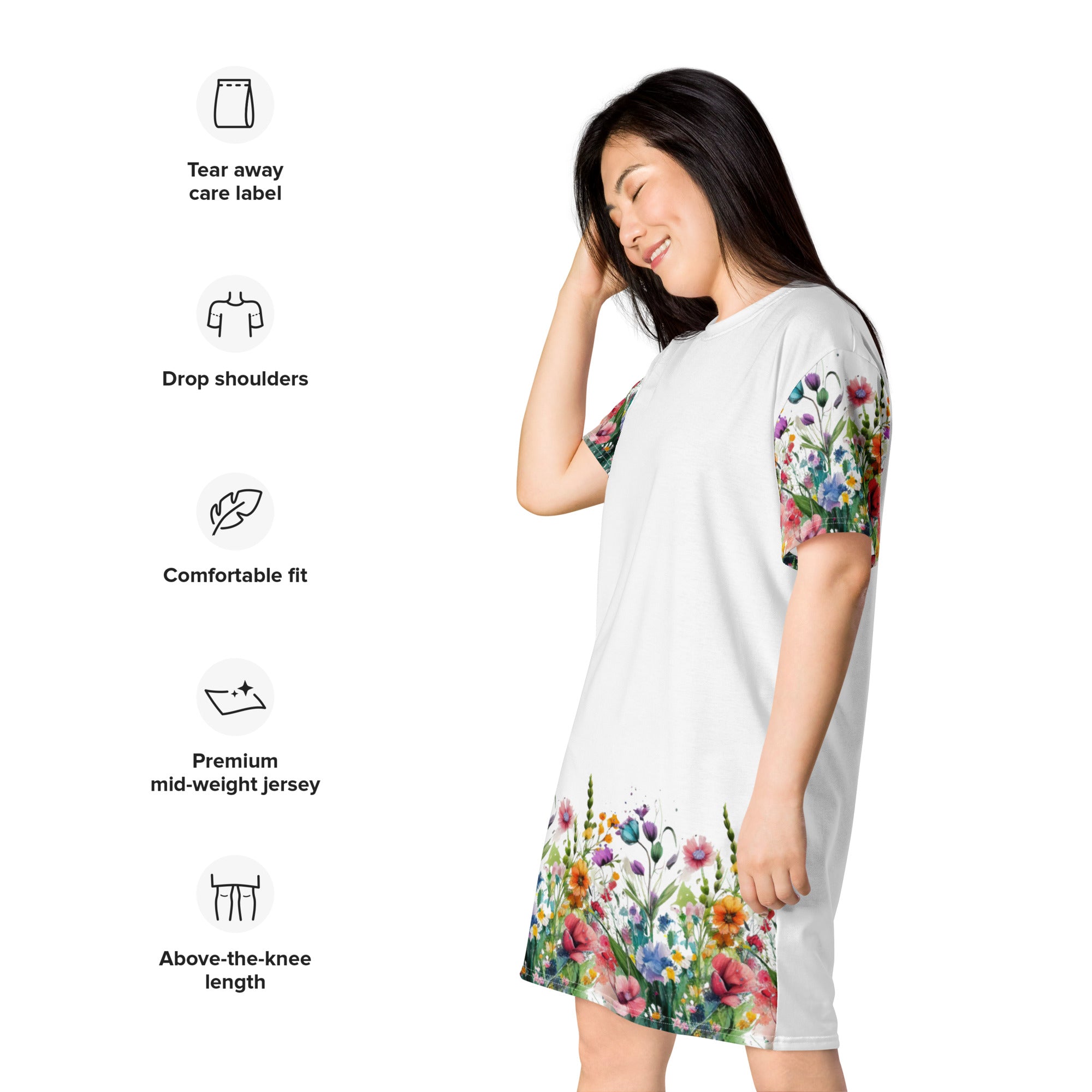 T-shirt dress, Summer Dress, Day Dress, Beach, Lounge, Fun, Flower Dress