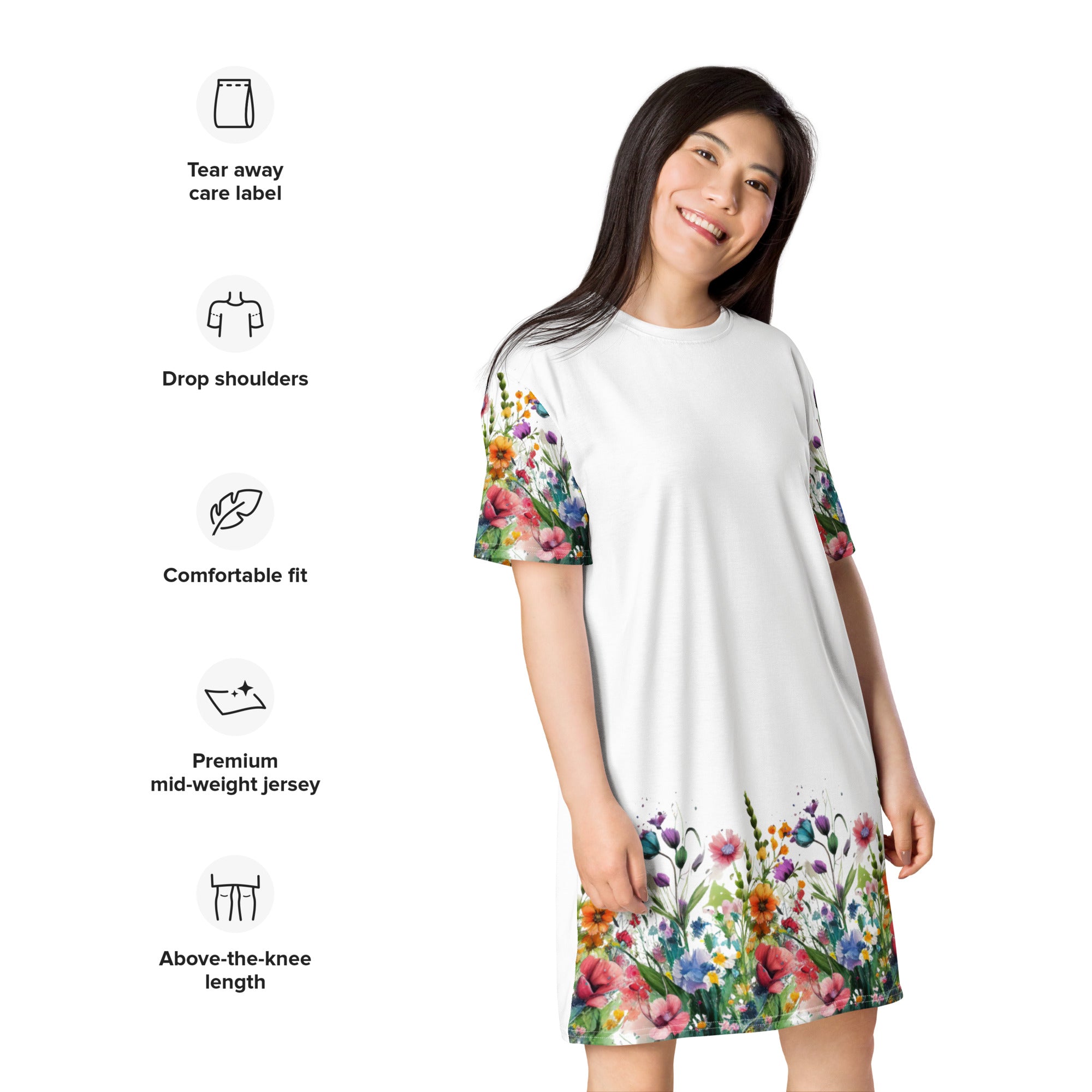 T-shirt dress, Summer Dress, Day Dress, Beach, Lounge, Fun, Flower Dress