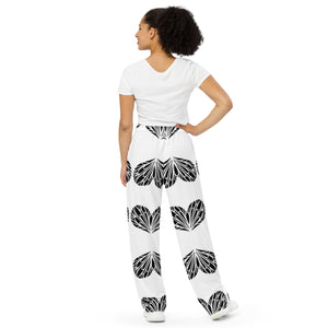 pajamas , All-over print unisex wide-leg pants. Heart all over