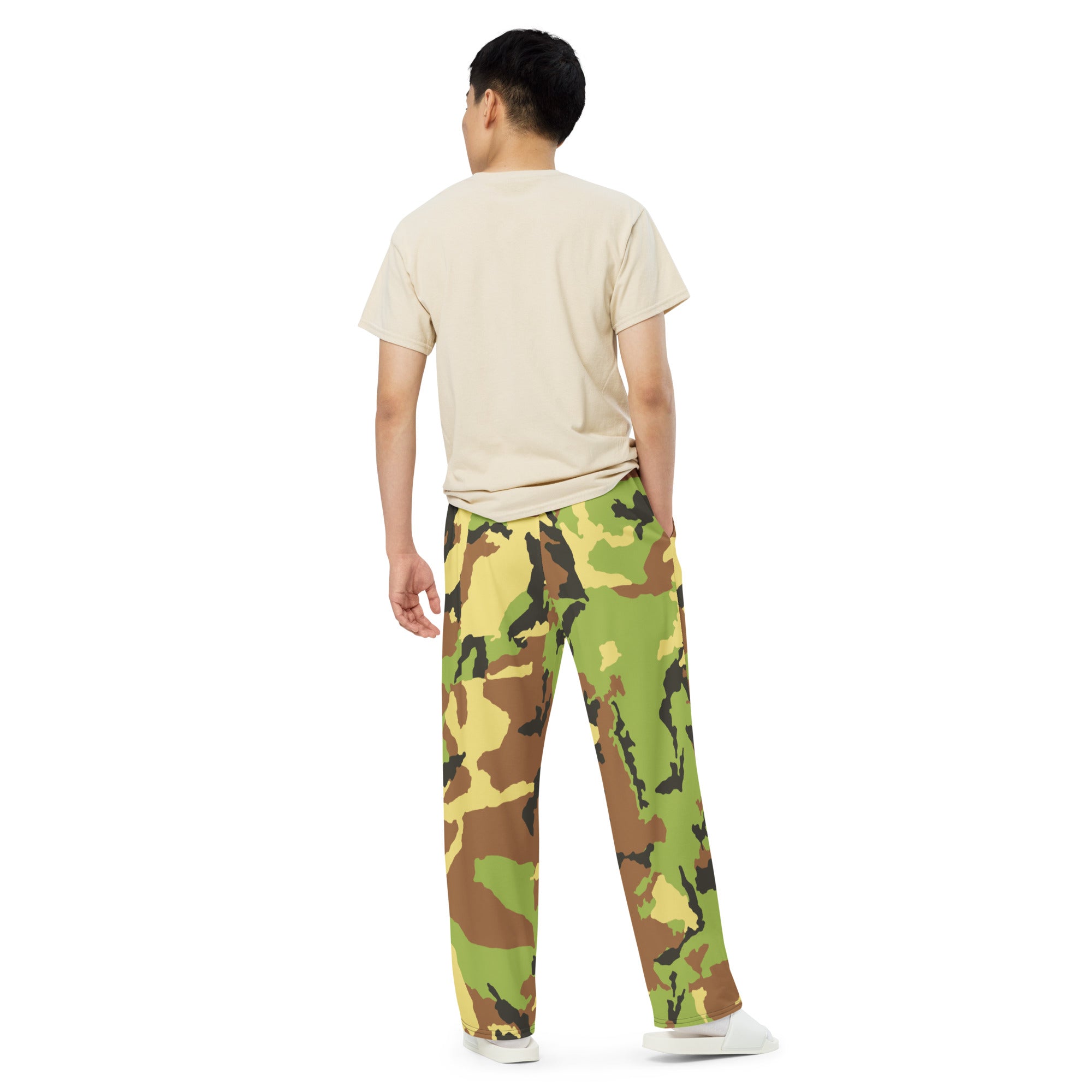 All-over print unisex wide-leg pants, Military Pants, Relaxing Pants, S to 3 XL