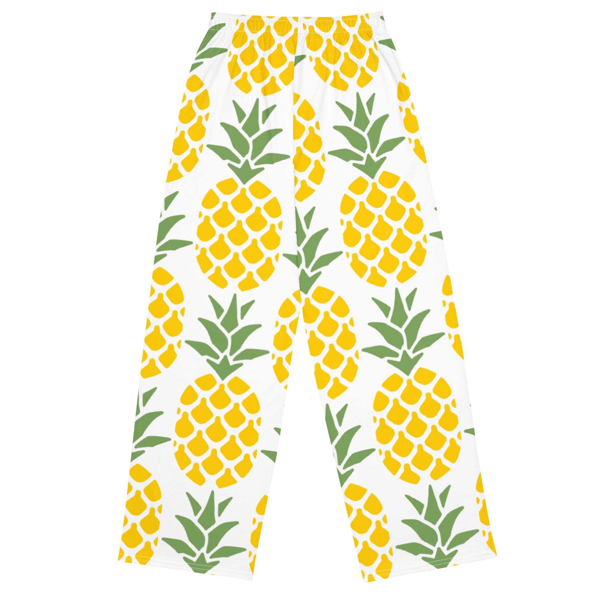 All-over print unisex wide-leg pants, Pineapple pants, Back to School