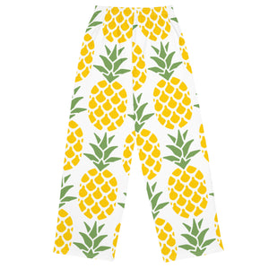 All-over print unisex wide-leg pants, Pineapple pants, Back to School