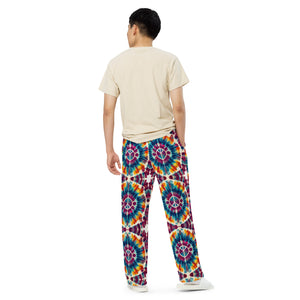 All-over print unisex wide-leg pants, Stylish- Relax pants, Back to School