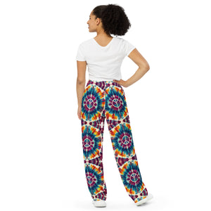 All-over print unisex wide-leg pants, Stylish- Relax pants, Back to School