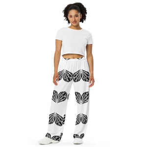 pajamas , All-over print unisex wide-leg pants. Heart all over