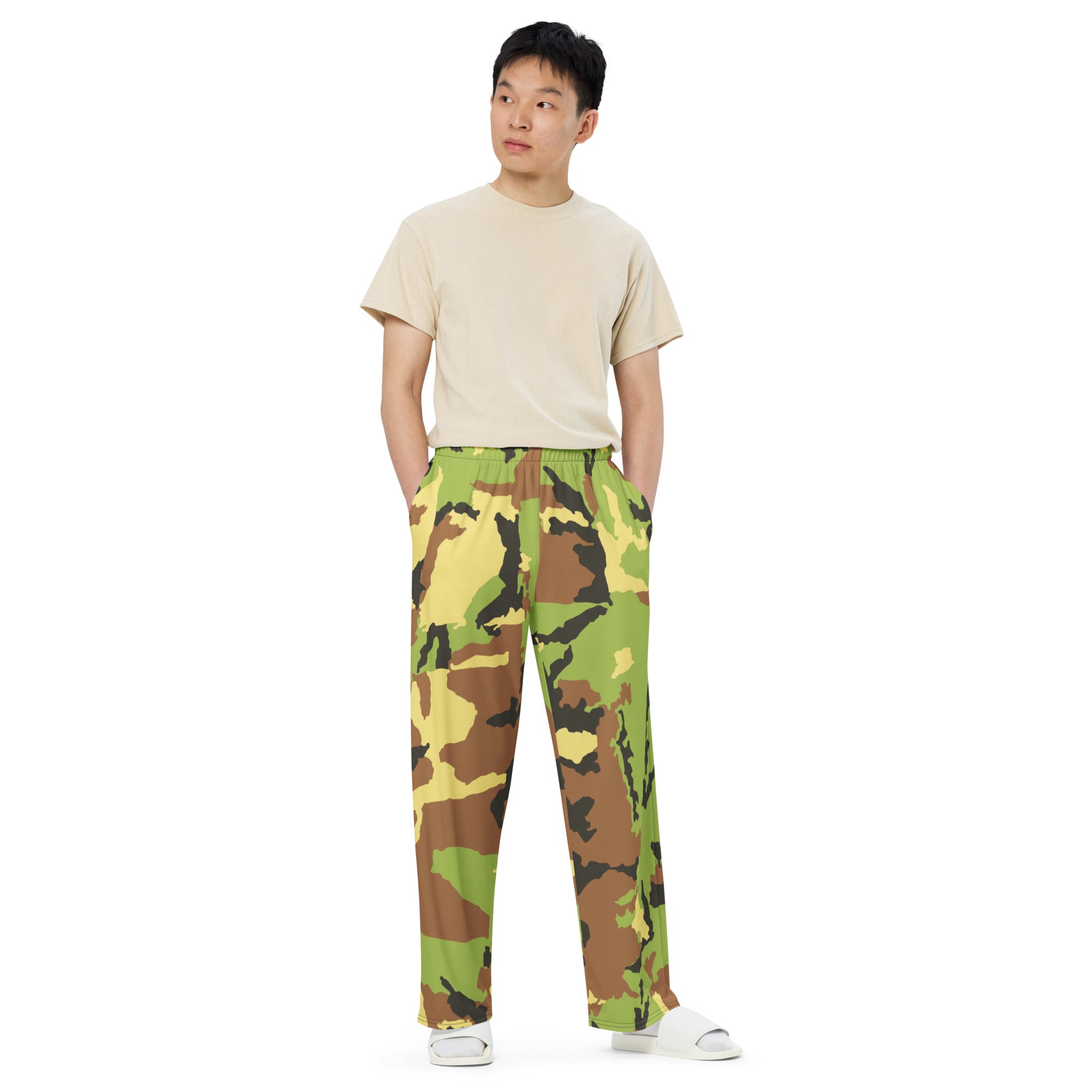 All-over print unisex wide-leg pants, Military Pants, Relaxing Pants, S to 3 XL