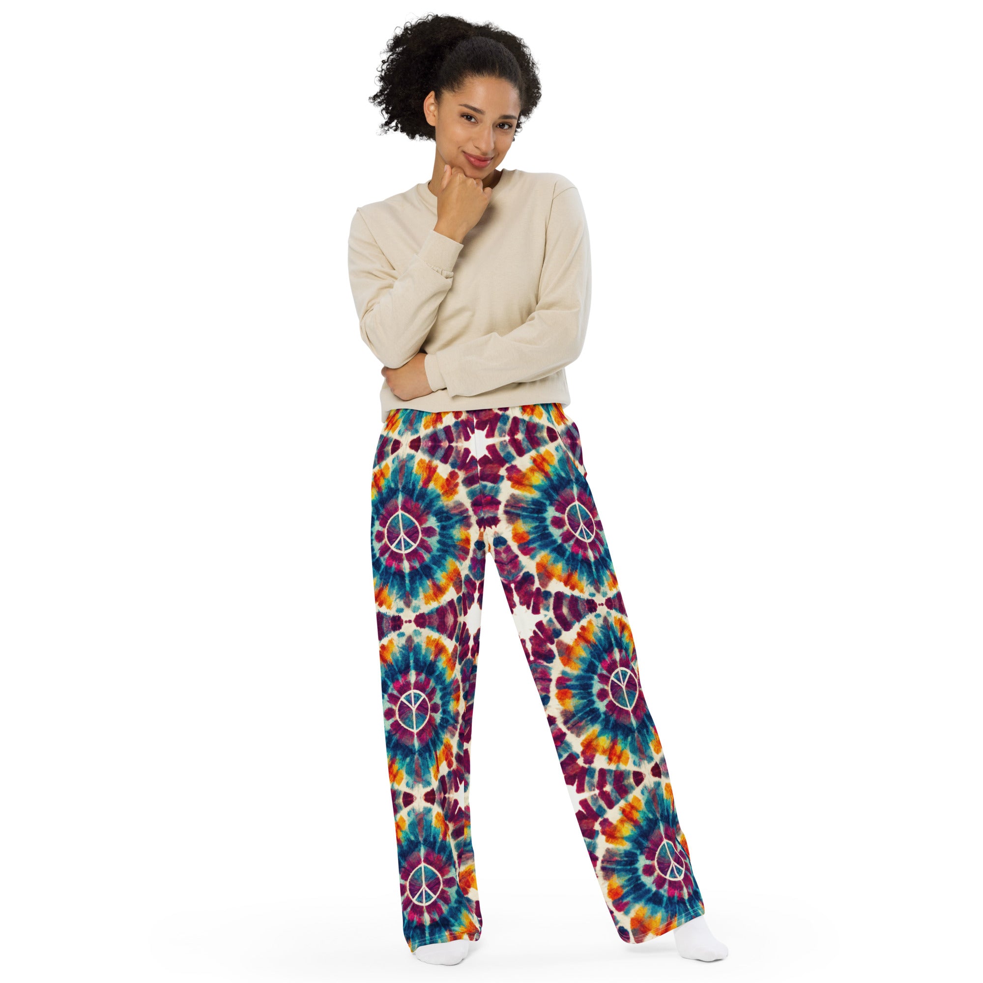 All-over print unisex wide-leg pants, Stylish- Relax pants, Back to School