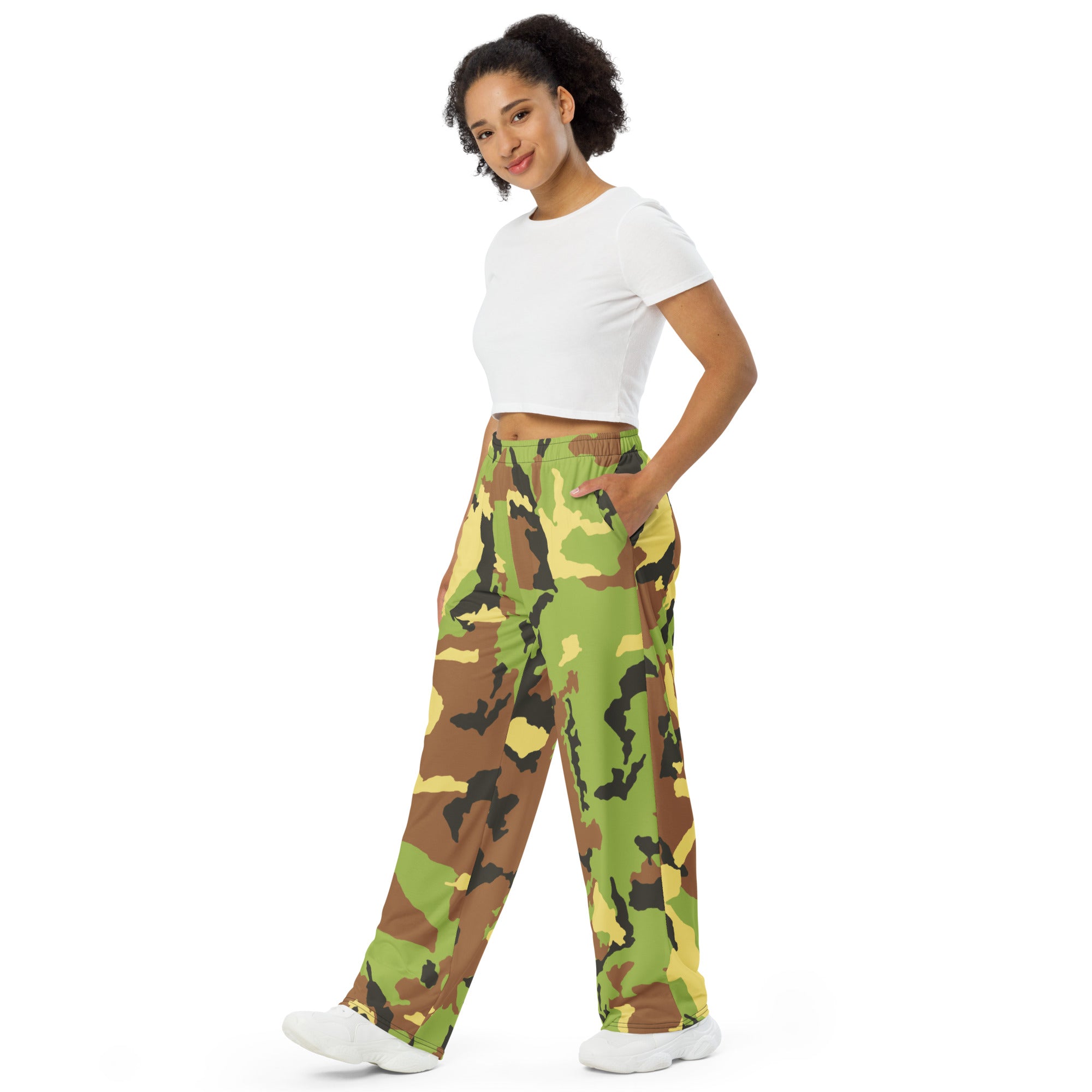 All-over print unisex wide-leg pants, Military Pants, Relaxing Pants, S to 3 XL