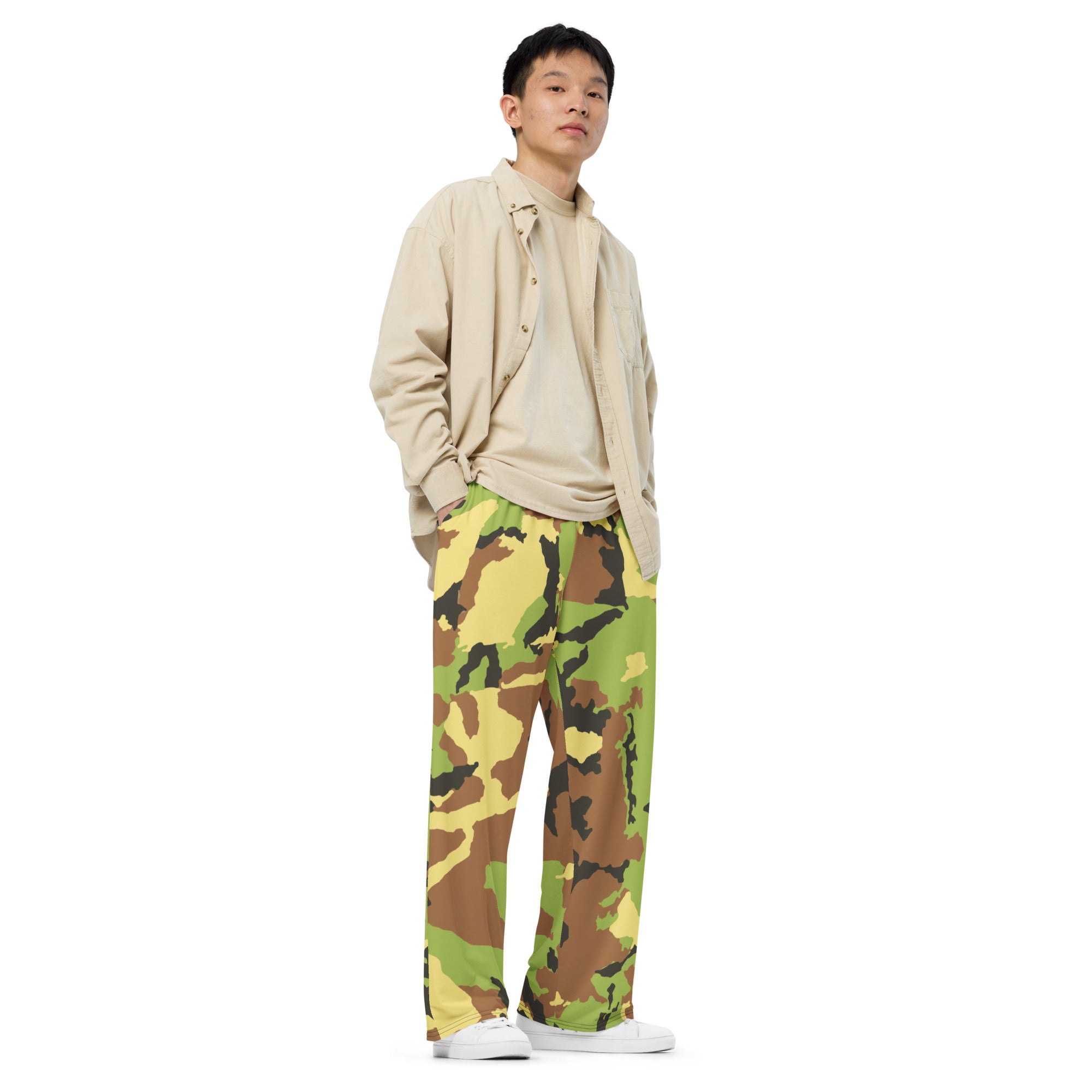 All-over print unisex wide-leg pants, Military Pants, Relaxing Pants, S to 3 XL