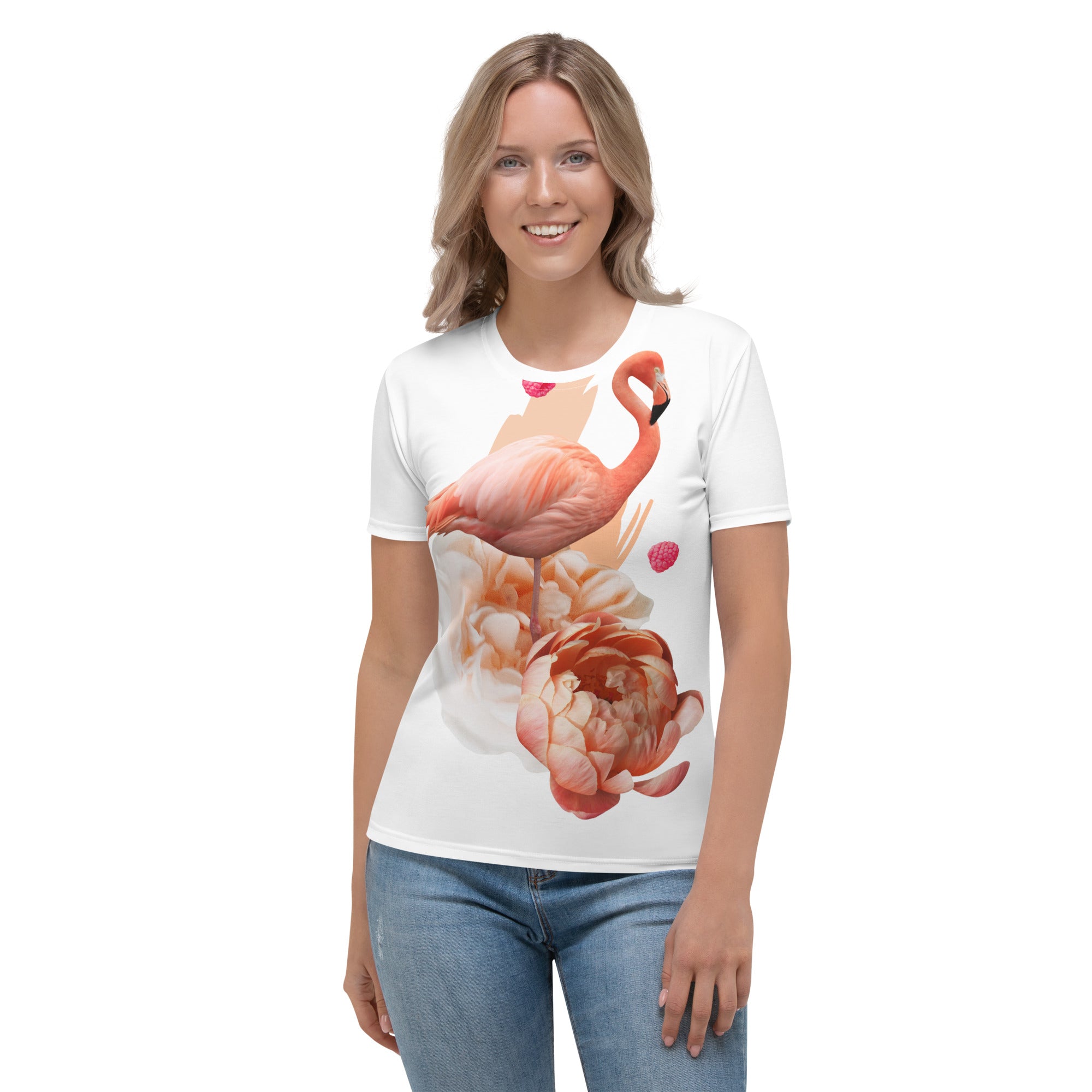Women's T-shirt, Customized T Shirt, Flaming-Roses-T Shirt, Playful T Shirt